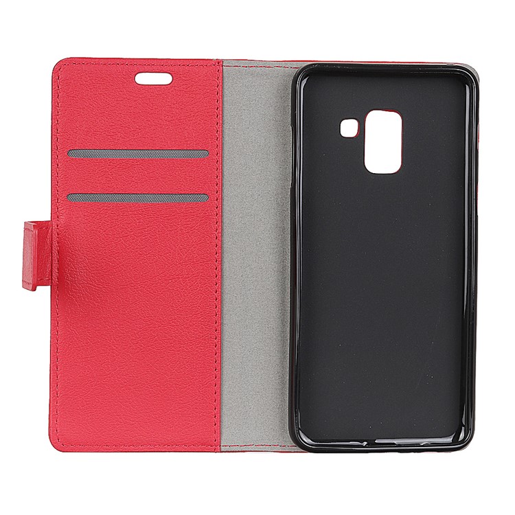 Stand Wallet PU Leather Mobile Phone Shell for Samsung Galaxy A8 (2018) - Red-5