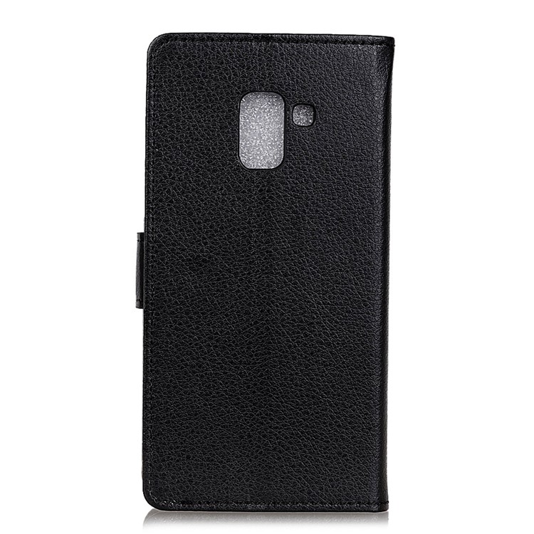 Litchi Grain Wallet Stand Leather Case for Samsung Galaxy A7 (2018) - Black-2