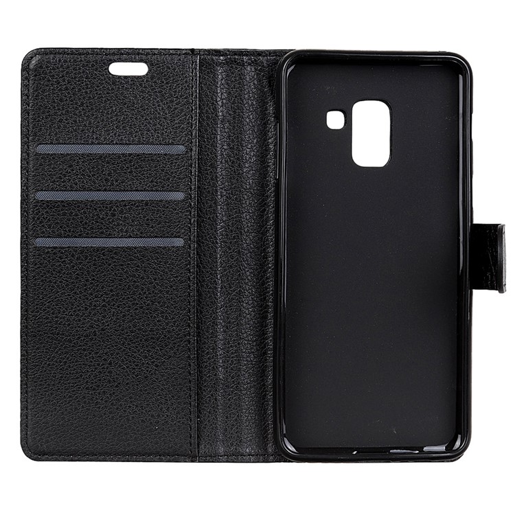 Litchi Grain Wallet Stand Leather Case for Samsung Galaxy A7 (2018) - Black-5