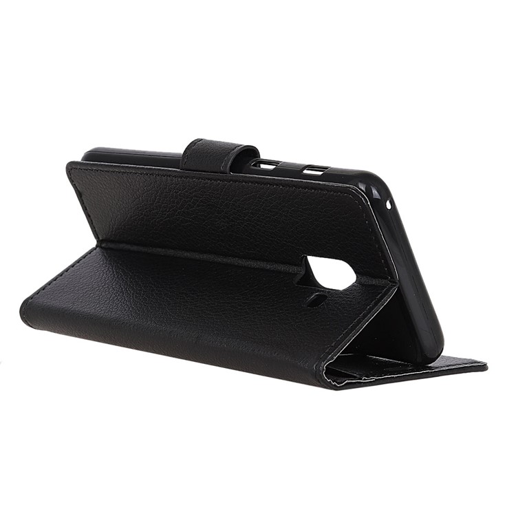 Litchi Grain Wallet Stand Leather Case for Samsung Galaxy A7 (2018) - Black-6