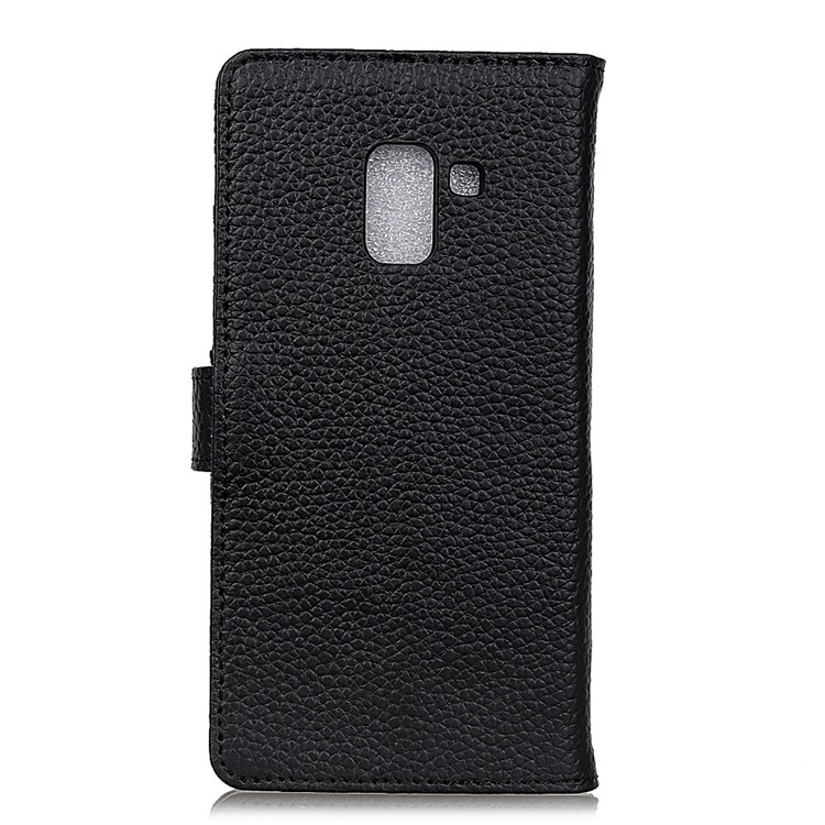 Litchi Texture Genuine Leather Wallet Stand Case for Samsung Galaxy A5 (2018) - Black-2