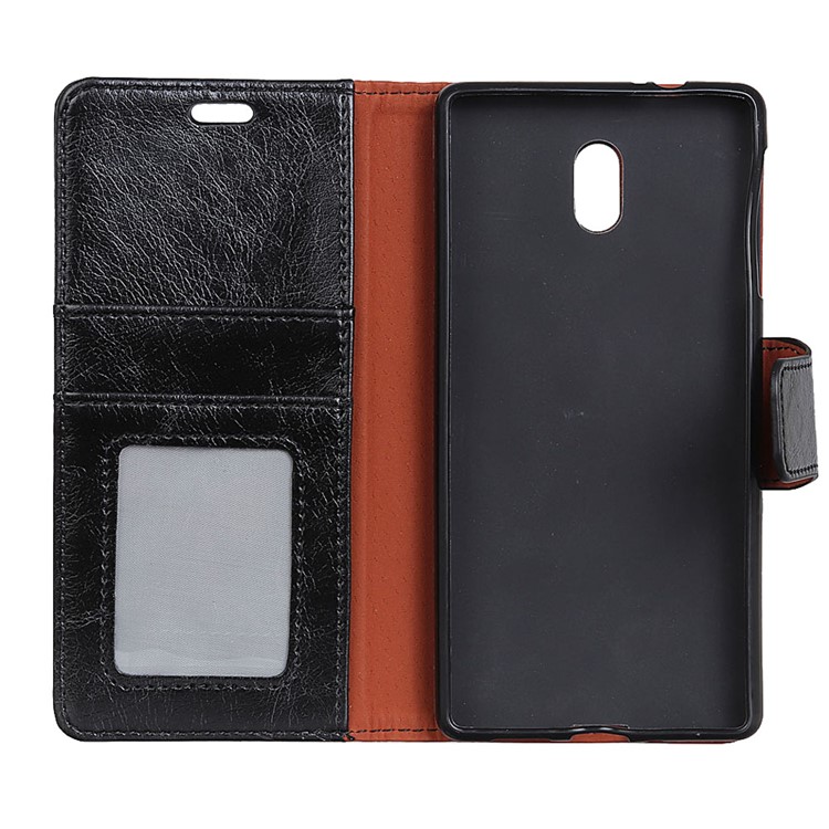 Textured Split Leather Wallet Phone Cover for Samsung Galaxy J5 (2017) EU Version / J5 Pro (2017) - Black-5
