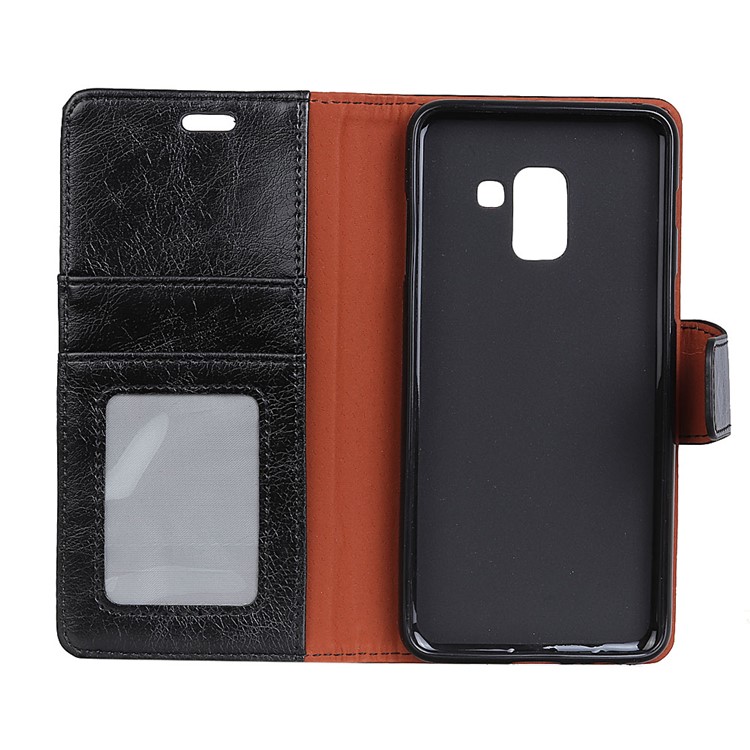 Textured Split Leather Wallet Case for Samsung Galaxy A8 (2017) EU Version - Black-5