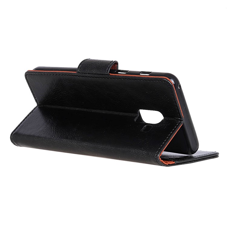 Textured Split Leather Wallet Case for Samsung Galaxy A8 (2017) EU Version - Black-6