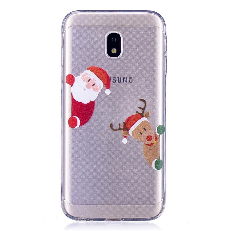 Christmas Pattern Printing TPU Case for Samsung Galaxy J3 (2017) EU Version / J3 Pro (2017) - Santa Claus and Reindeer-1