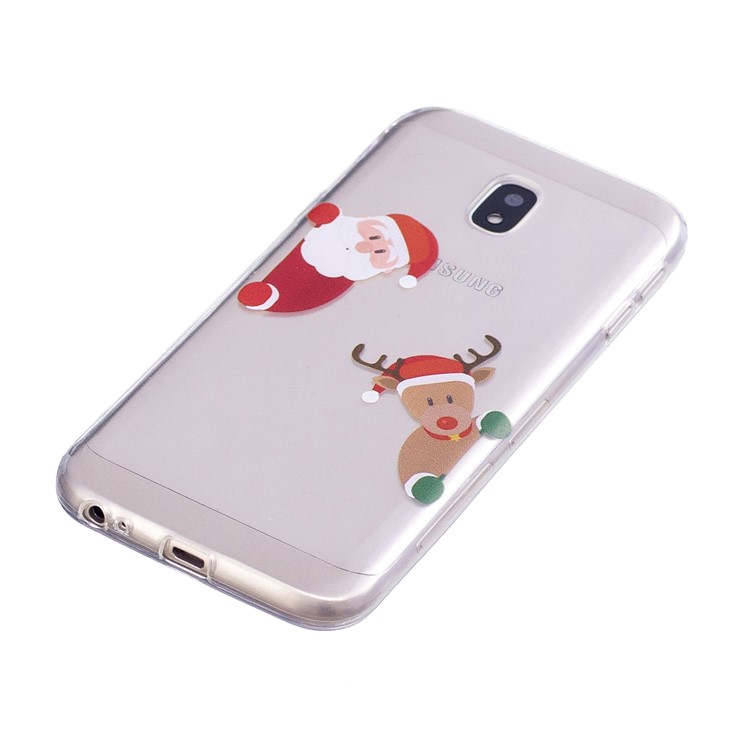 Christmas Pattern Printing TPU Case for Samsung Galaxy J3 (2017) EU Version / J3 Pro (2017) - Santa Claus and Reindeer-2