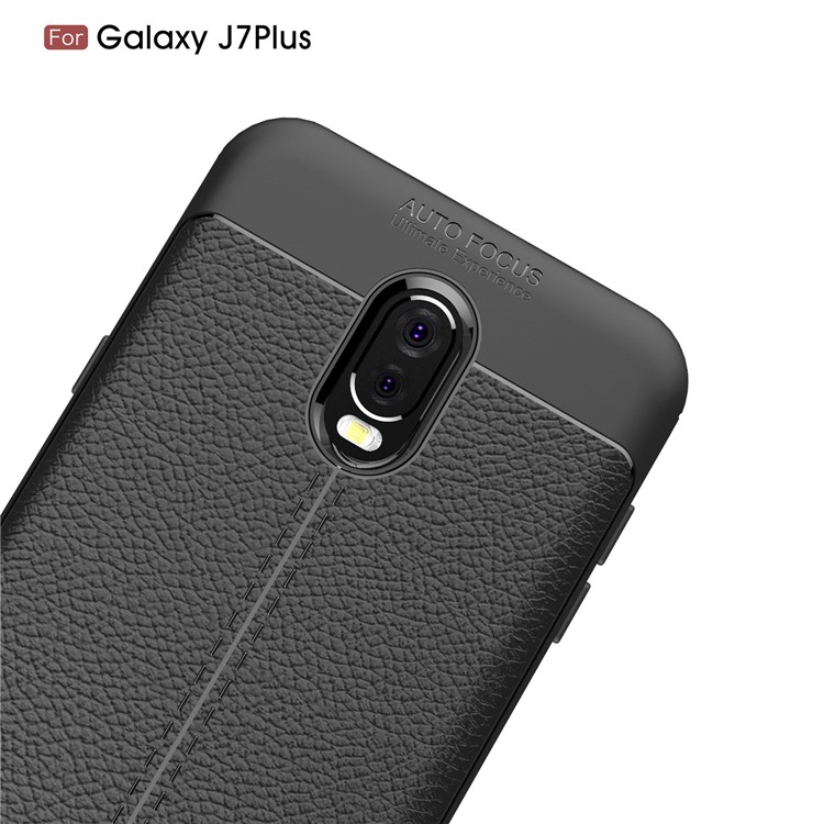 Litchi Grain Soft TPU Back Cover for Samsung Galaxy J7+ / C8 - Black-5