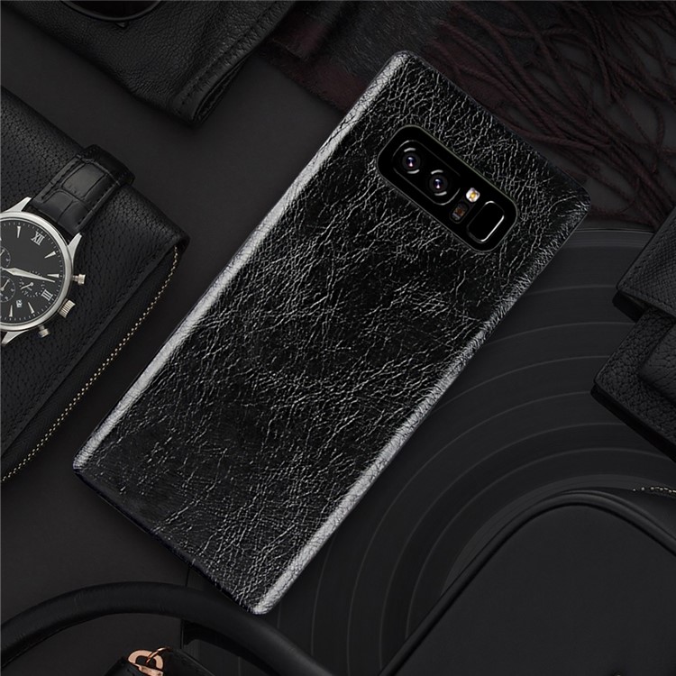 Textured PU Leather Coated Slim PC Back Case for Samsung Galaxy Note 8 N950 - Black-2