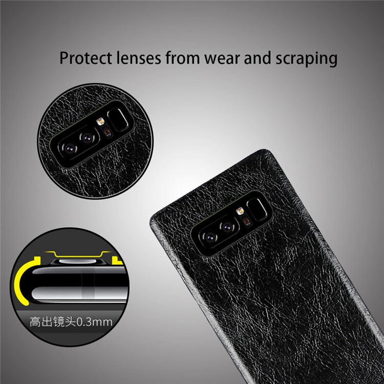 Textured PU Leather Coated Slim PC Back Case for Samsung Galaxy Note 8 N950 - Black-3