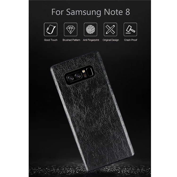 Textured PU Leather Coated Slim PC Back Case for Samsung Galaxy Note 8 N950 - Black-6