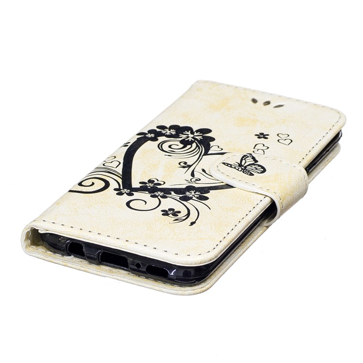 Imprint Heart Flower Wallet Leather Stand Cell Phone Case for Samsung Galaxy S8 SM-G950 - White-3