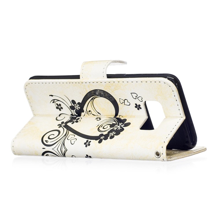Imprint Heart Flower Wallet Leather Stand Cell Phone Case for Samsung Galaxy S8 SM-G950 - White-4