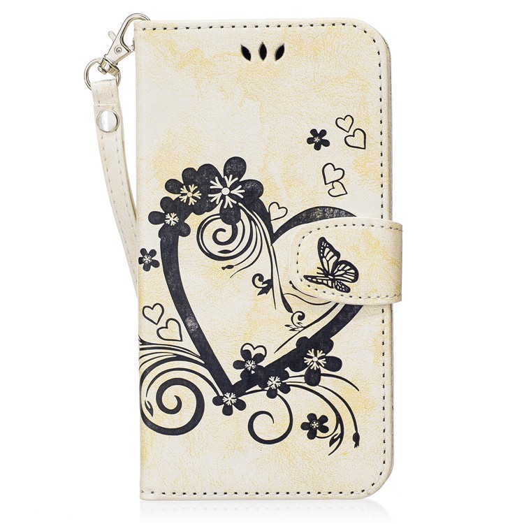 Imprinted Loving Heart Leather Wallet Case for Samsung Galaxy S8 Plus SM-G955 - White-1