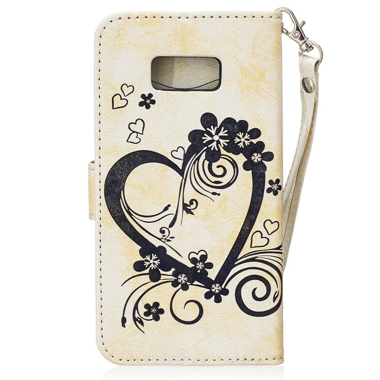 Imprinted Loving Heart Leather Wallet Case for Samsung Galaxy S8 Plus SM-G955 - White-2
