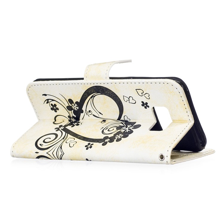 Imprinted Loving Heart Leather Wallet Case for Samsung Galaxy S8 Plus SM-G955 - White-4