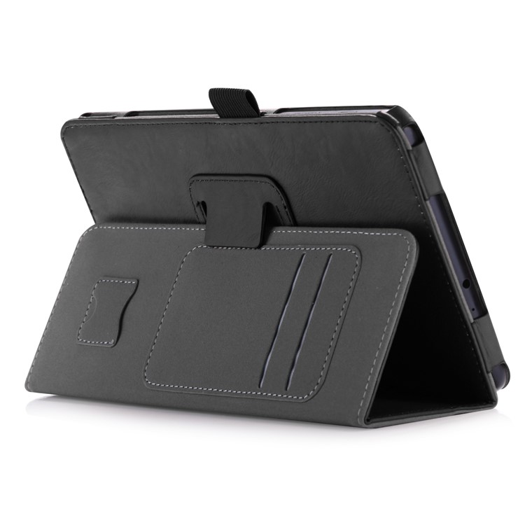 Leather Stand Card Slots Case for Samsung Galaxy Tab A 8.0 (2017) T380 T385 with Hand Strap - Black-5