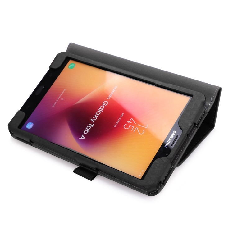 Leather Stand Card Slots Case for Samsung Galaxy Tab A 8.0 (2017) T380 T385 with Hand Strap - Black-6