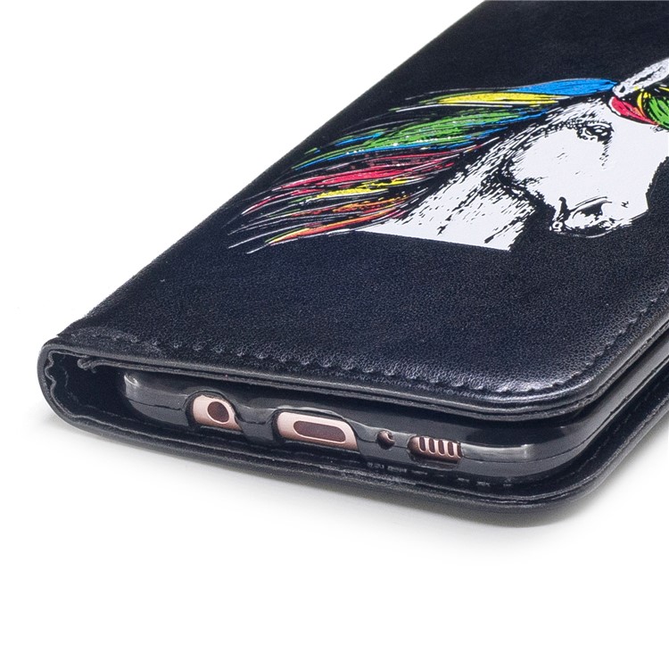 Unicorn Pattern Print Magnetic Leather Wallet Stand Cell Phone Shell for Samsung Galaxy S8+ SM-G955 - Black-5