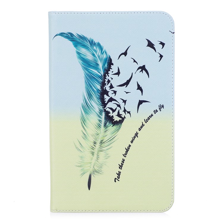 Pattern Printing Wallet Stand Leather Case for Samsung Galaxy Tab A 8.0 (2017) T385/T380 - Feather Pattern-2