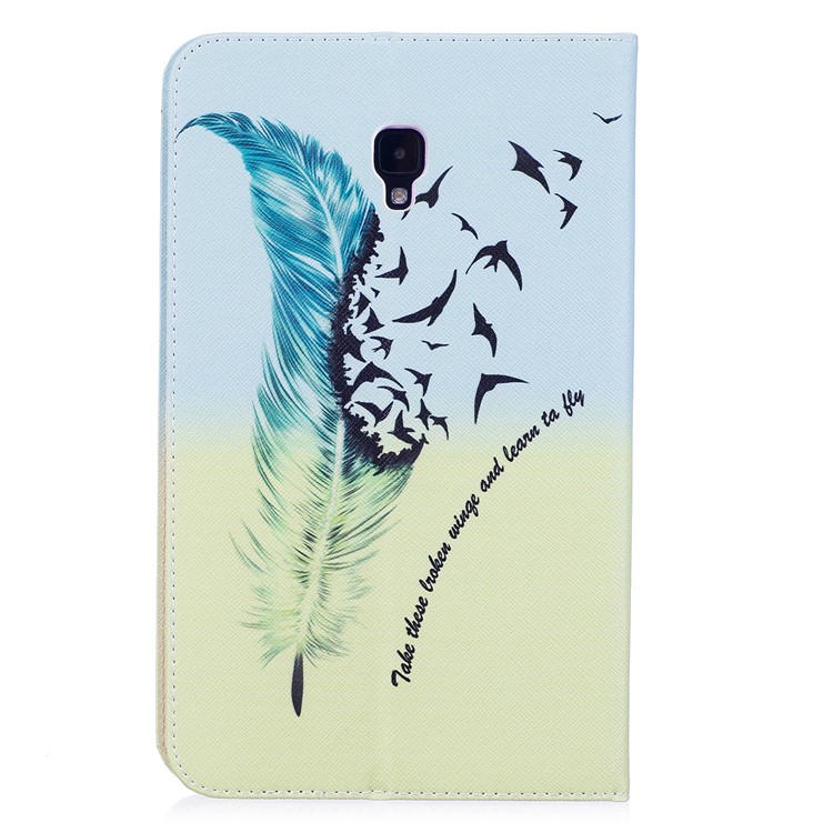 Pattern Printing Wallet Stand Leather Case for Samsung Galaxy Tab A 8.0 (2017) T385/T380 - Feather Pattern-3