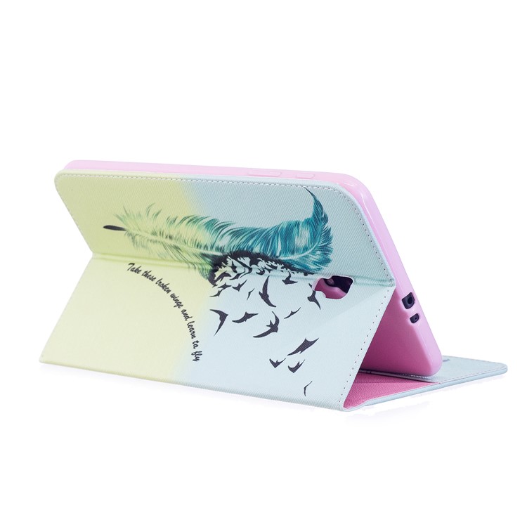 Pattern Printing Wallet Stand Leather Case for Samsung Galaxy Tab A 8.0 (2017) T385/T380 - Feather Pattern-5