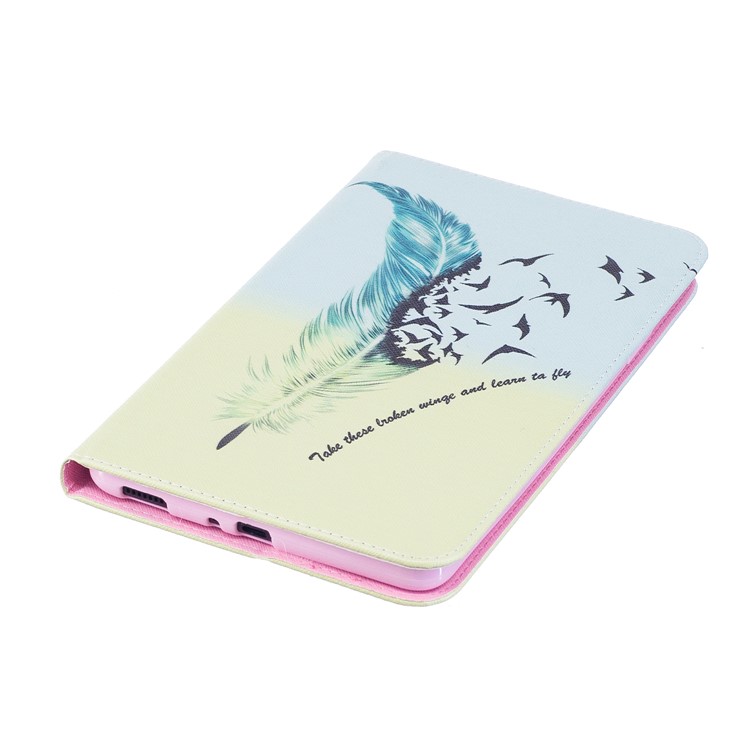 Pattern Printing Wallet Stand Leather Case for Samsung Galaxy Tab A 8.0 (2017) T385/T380 - Feather Pattern-7