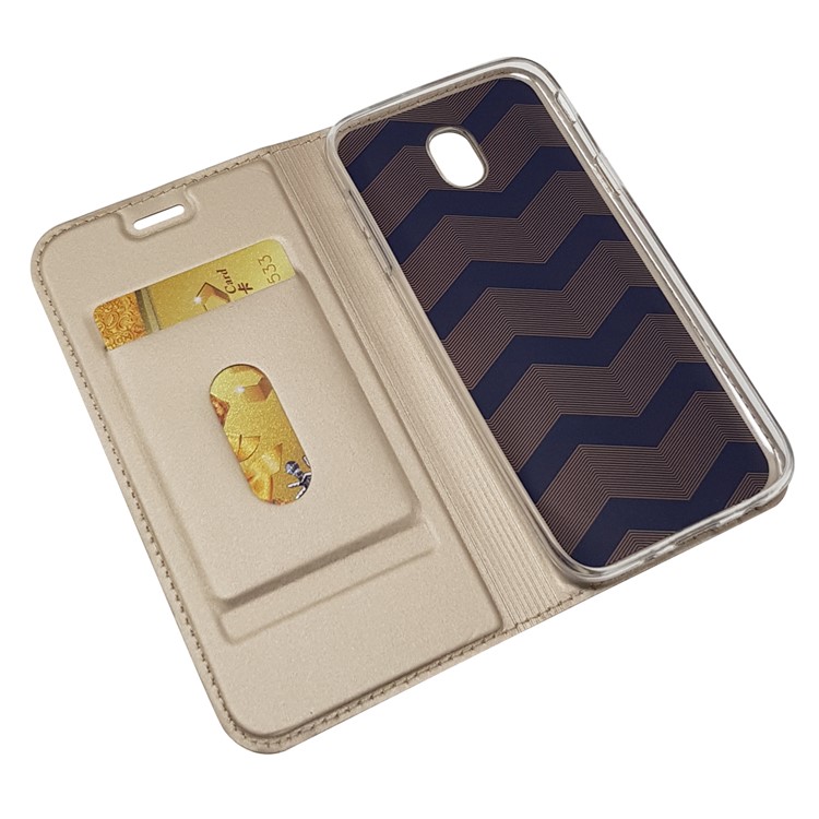 Magnetic Leather Phone Case with Stand for Samsung Galaxy J3 (2017) EU Version / J3 Pro (2017) - Gold-6