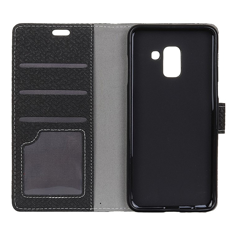 Woven Texture Leather Wallet Stand Case for Samsung Galaxy A5 (2018) - Black-3