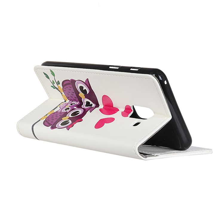 Patterned PU Leather Wallet Stand Protective Phone Shell for Samsung Galaxy A7 (2018) - Owl Family-3