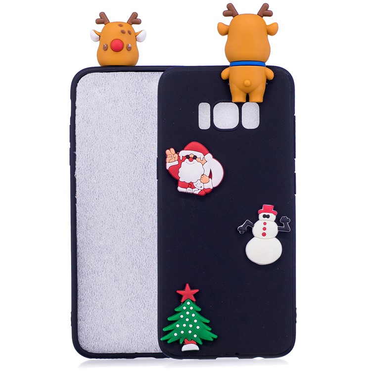 Christmas Pattern TPU Case for Samsung Galaxy S8+ SM-G955 - 3D Reindeer Doll / Black-1