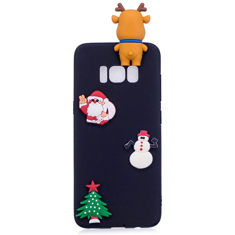 Christmas Pattern TPU Case for Samsung Galaxy S8+ SM-G955 - 3D Reindeer Doll / Black-3