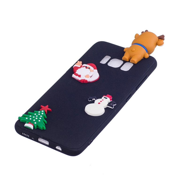 Christmas Pattern TPU Case for Samsung Galaxy S8+ SM-G955 - 3D Reindeer Doll / Black-4