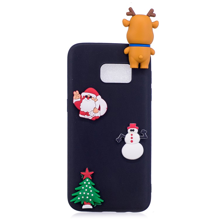 3D Creative Design Soft TPU Back Case for Samsung Galaxy S7 edge G935 - Reindeer / Black-3