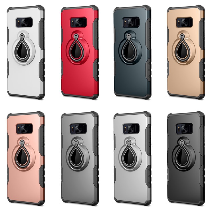 Raindrop Ring Kickstand PC TPU Hybrid Cover for Samsung Galaxy S8 Plus SM-G955 - Black-3