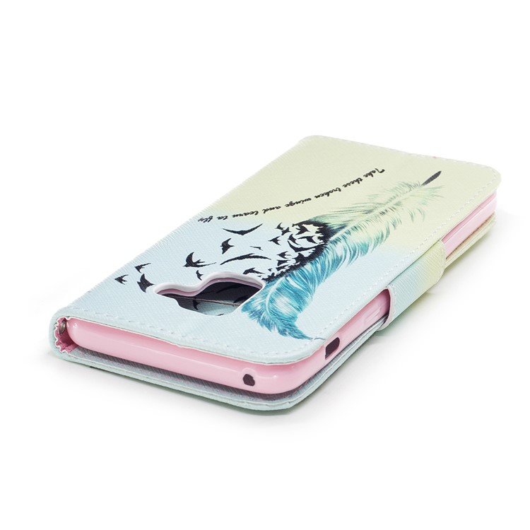 Pattern Printing Stand Leather Mobile Shell for Samsung Galaxy A8 (2018) - Feather Pattern-7