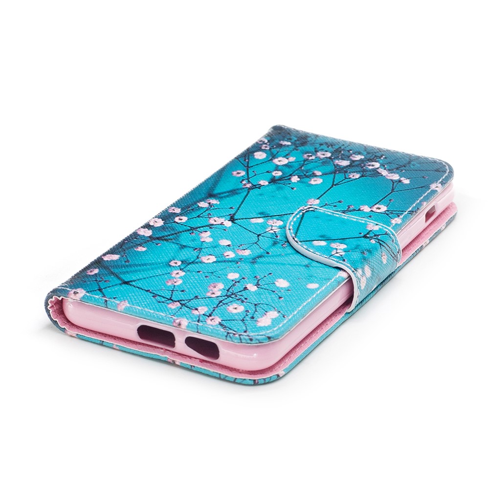 Pattern Printing Stand Case de Accesorios Para Teléfonos de Cuero Para Samsung Galaxy A8 (2018) - Florete Rosa