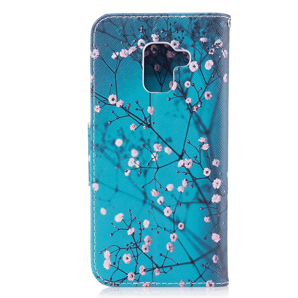 Pattern Printing Stand Case de Accesorios Para Teléfonos de Cuero Para Samsung Galaxy A8 (2018) - Florete Rosa