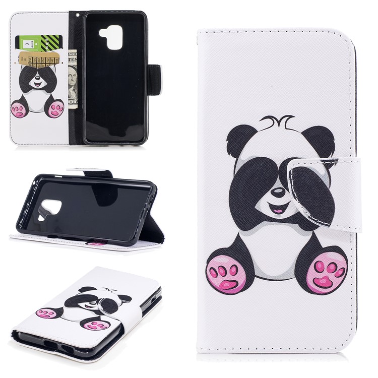 Pattern Printing Leather Wallet Stand Case for Samsung Galaxy A5 (2018) - Cute Panda-1