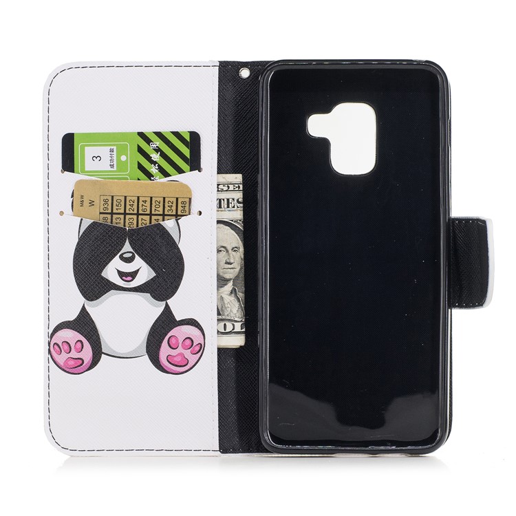 Pattern Printing Leather Wallet Stand Case for Samsung Galaxy A5 (2018) - Cute Panda-8