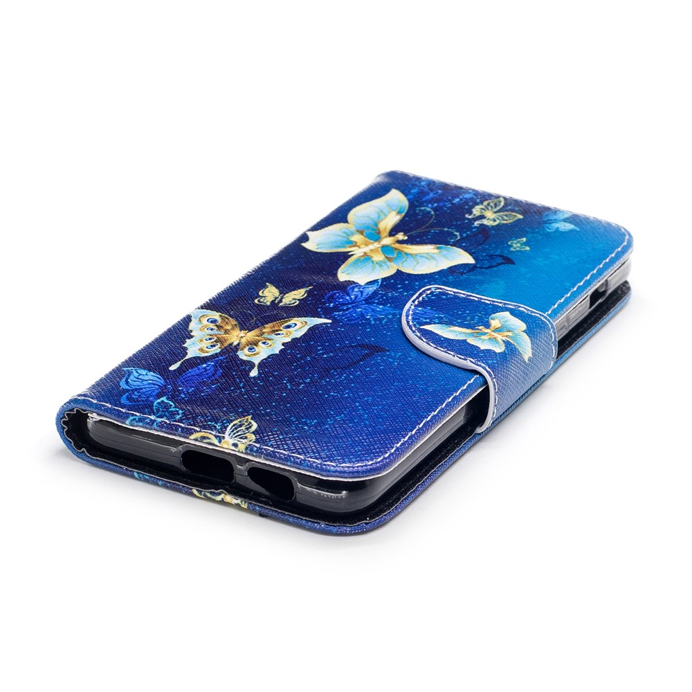 Cas De Protection En Cuir À Motifs Avec Stand Pour Samsung Galaxy A8 (2018) - Beaux Papillons