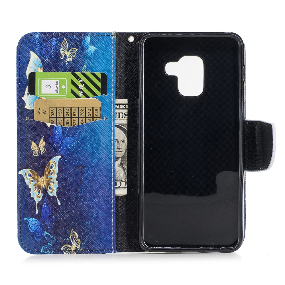 Patterned Leather Protective Case with Stand for Samsung Galaxy A8 (2018) - Beautiful Butterflies-8