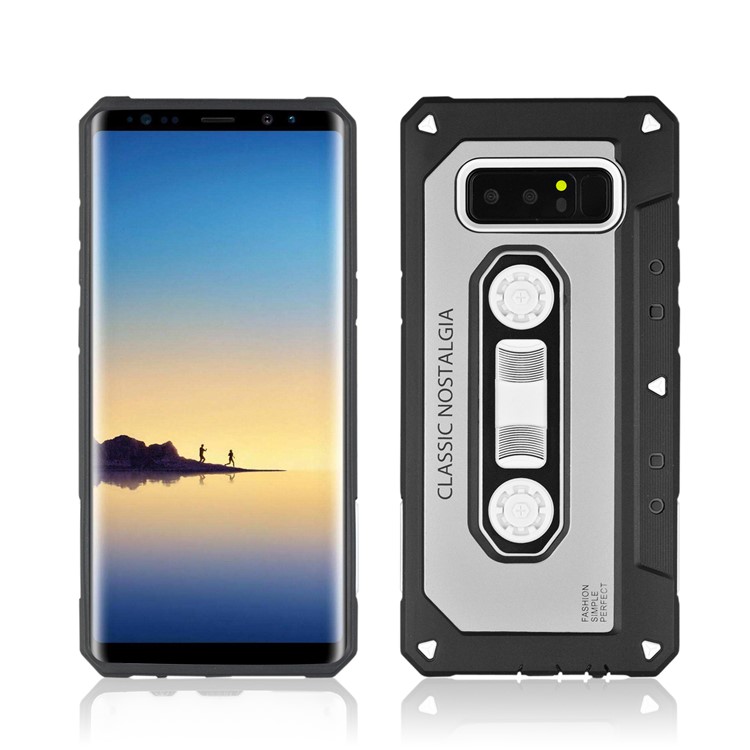 ANGIBABE Cassette Tape Shape PC + TPU Hybrid Case for Samsung Galaxy Note 8 SM-N950 - Silver-3