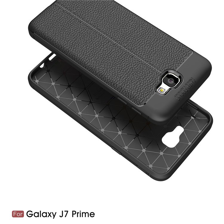 Litchi Texture TPU Case for Samsung Galaxy J7 Prime / On Nxt / On7 (2016) - Black-2