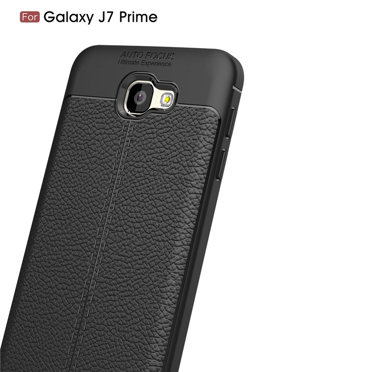Litchi Texture TPU Case for Samsung Galaxy J7 Prime / On Nxt / On7 (2016) - Black-3