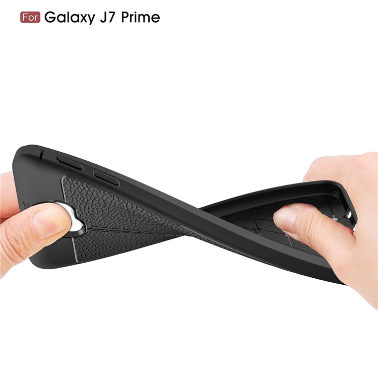 Litchi Texture TPU Case for Samsung Galaxy J7 Prime / On Nxt / On7 (2016) - Black-8