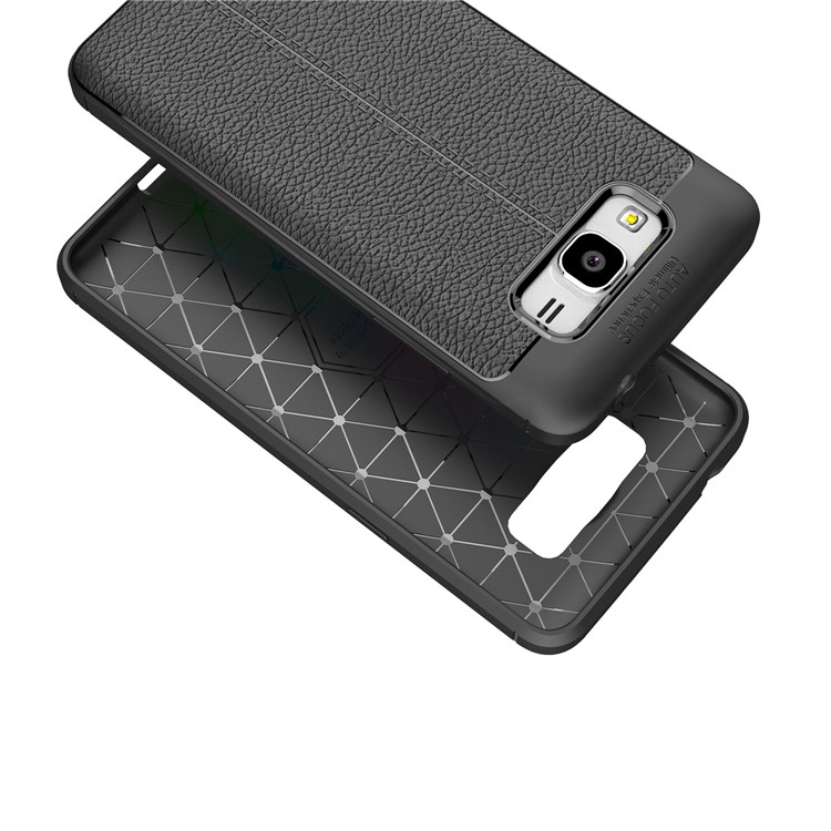 Litchi Skin Leather Coated TPU Case for Samsung Galaxy J2 Prime/Grand Prime Plus/Prime (2016) - Black-2