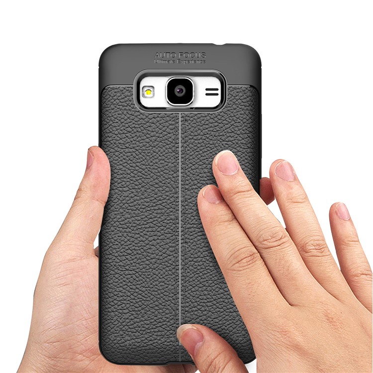 Litchi Skin Leather Coated TPU Case for Samsung Galaxy J2 Prime/Grand Prime Plus/Prime (2016) - Black-7