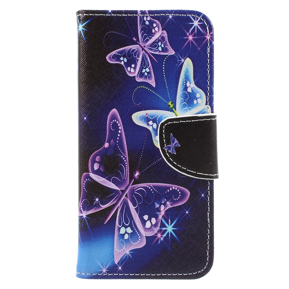 Match Imprimer Cross Texture Stand Portefeuille Couverture en Cuir Pour Samsung Galaxy A8 (2018) - Crystal Butterfly