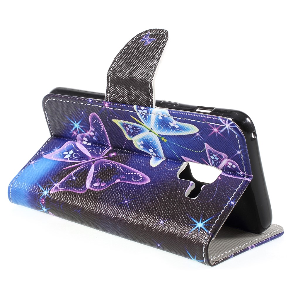 Pattern Printing Cross Texture Stand Wallet Leather Cover for Samsung Galaxy A8 (2018) - Crystal Butterfly-5