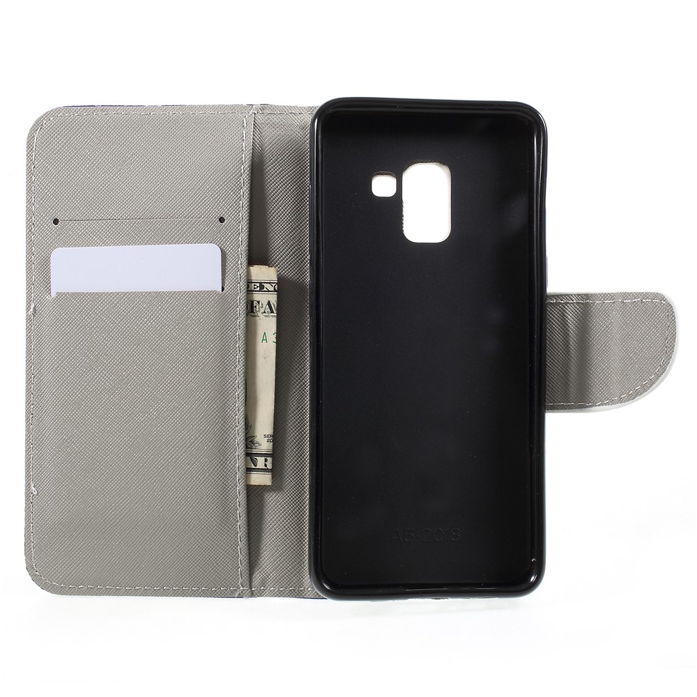 Pattern Printing Cross Texture Stand Wallet Leather Cover for Samsung Galaxy A8 (2018) - Crystal Butterfly-6